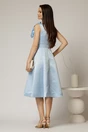Rochie DY Fashion din tafta bleu cu floare ampla cu perla pe umar, 2, dyfashion.ro