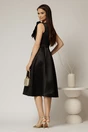 Rochie DY Fashion din tafta neagra cu floare ampla cu perla pe umar, 2, dyfashion.ro