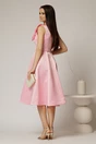 Rochie DY Fashion din tafta roz cu floare ampla cu perla pe umar, 2, dyfashion.ro