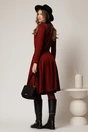 Rochie DY Fashion din tricot burgundy cu curea subtire si fusta clos, 2, dyfashion.ro