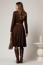 Rochie DY Fashion din tricot maro cu curea subtire și fusta clos, 2, dyfashion.ro