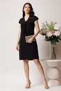 Rochie DY Fashion din triplu voal neagra cu funda la decolteu, 3, dyfashion.ro