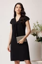 Rochie DY Fashion din triplu voal neagra cu funda la decolteu, 1, dyfashion.ro