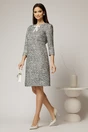 Rochie DY Fashion din tweed alb negru si croiul drept cambrat, 3, dyfashion.ro