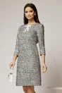 Rochie DY Fashion din tweed alb negru si croiul drept cambrat, 1, dyfashion.ro