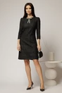 Rochie DY Fashion din tweed neagra si croiul drept cambrat, 3, dyfashion.ro