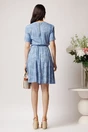 Rochie DY Fashion din visocza bleu cu imprimeu floral alb si cordon in talie, 2, dyfashion.ro