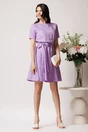 Rochie DY Fashion din viscoza lila cu cordon in talie, 3, dyfashion.ro