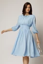 Rochie DY Fashion din voal bleu clos cu pliuri, 1, dyfashion.ro