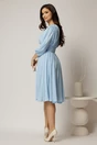 Rochie DY Fashion din voal bleu clos cu pliuri, 2, dyfashion.ro