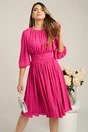 Rochie DY Fashion din voal fucsia clos cu pliuri