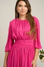 Rochie DY Fashion din voal fucsia clos cu pliuri