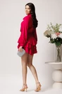Rochie DY Fashion din voal fucsia scurta cu volane la baza, 2, dyfashion.ro