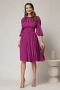 Rochie DY Fashion din voal magenta clos cu pliuri, 3, dyfashion.ro