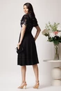 Rochie DY Fashion din voal neagra cu insertii din catifea argintie la bust, 2, dyfashion.ro