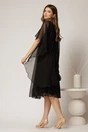 Rochie DY Fashion din voal negru in V capa si accesoriu in talie, 2, dyfashion.ro