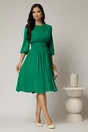 Rochie DY Fashion din voal verde clos cu pliuri, 3, dyfashion.ro