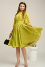 Rochie DY Fashion din voal verde lime clos cu pliuri