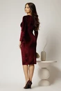 Rochie DY Fashion eleganta din catifea bordo cu fronseu, 2, dyfashion.ro