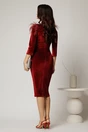 Rochie DY Fashion eleganta din catifea burgundy cu pene la umeri, 2, dyfashion.ro