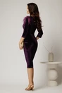 Rochie DY Fashion eleganta din catifea mov cu pene la umeri, 2, dyfashion.ro
