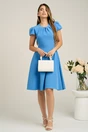 Rochie DY Fashion eleganta din stofa bleu cu spatele gol