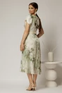 Rochie DY Fashion eleganta din voal satinat cu imprimeuri kaki, 2, dyfashion.ro