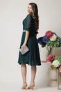 Rochie DY Fashion eleganta din voal verde inchis cu fir stralucitor si cordon, 2, dyfashion.ro
