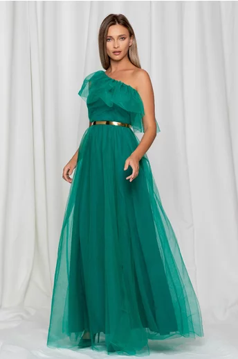 Rochie Dy Fashion Erica verde lunga din tull