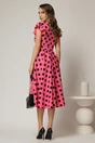 Rochie DY Fashion fucsia cu buline si curea in talie, 2, dyfashion.ro