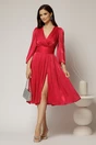 Rochie DY Fashion fucsia de ocazie din voal peliculizat cu maneci crapate, 3, dyfashion.ro