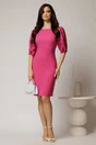 Rochie DY Fashion fucsia midi cu decupaj la spate si inchidere cu nasturi perla, 3, dyfashion.ro