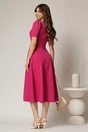 Rochie DY Fashion fucsia midi cu detaliu talie si decupaj la decolteu, 2, dyfashion.ro