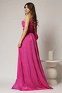 Rochie DY Fashion fucsia pe un umar cu detaliu floral amplu din voal peliculizat, 2, dyfashion.ro
