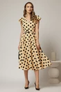 Rochie DY Fashion galben pai cu buline si curea in talie, 3, dyfashion.ro