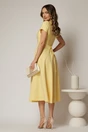 Rochie DY Fashion galbena clos cu trandafir la umar si cordon detasabil, 2, dyfashion.ro