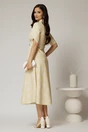 Rochie DY Fashion galbena cu buline cu decolteu si maneci petrecute, 2, dyfashion.ro