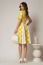 Rochie DY Fashion galbena cu buline mari si pliuri ample in contrast, 2, dyfashion.ro