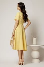 Rochie DY Fashion galbena cu funde pe bust si maneci scurte, 2, dyfashion.ro