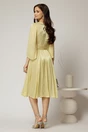Rochie DY Fashion galbena de ocazie din voal peliculizat cu maneci crapate, 2, dyfashion.ro