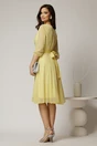 Rochie Dy Fashion galbena din voal cu fir stralucitor si cordon, 2, dyfashion.ro
