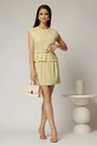 Rochie DY Fashion galbena scurta cu peplum si curea in talie, 3, dyfashion.ro