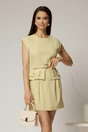Rochie DY Fashion galbena scurta cu peplum si curea in talie, 1, dyfashion.ro
