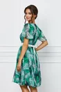 Rochie Dy Fashion imprimeu exotic verde si decolteu petrecut