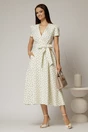 Rochie DY Fashion ivoar cu buline cu decolteu petrecut si cordon in talie, 3, dyfashion.ro