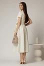 Rochie DY Fashion ivoar cu buline cu decolteu petrecut si cordon in talie, 2, dyfashion.ro