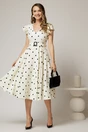 Rochie DY Fashion ivoar cu buline si curea in talie, 3, dyfashion.ro