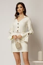 Rochie DY Fashion ivoar cu maneci evazate si decolteu cu guler, 1, dyfashion.ro