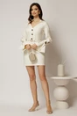 Rochie DY Fashion ivoar cu maneci evazate si decolteu cu guler, 3, dyfashion.ro