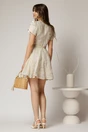 Rochie DY Fashion ivoar scurta cu broderii florale si decolteu petrecut, 2, dyfashion.ro
